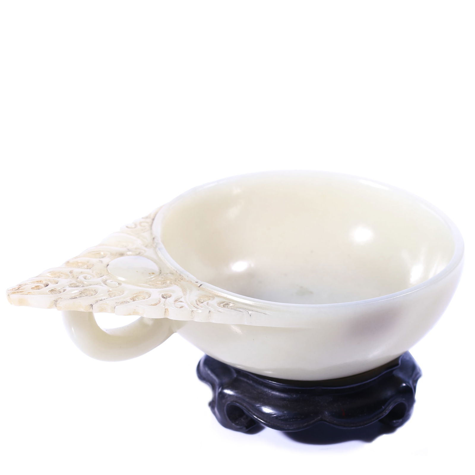 Chinese White Jade Carved Cup With Stand (1 of 8)