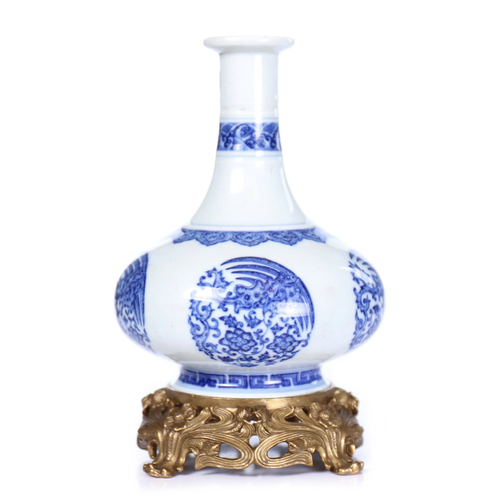 Chinese Blue And White Glazed Porcelain Vase With Stand (1 of 7)