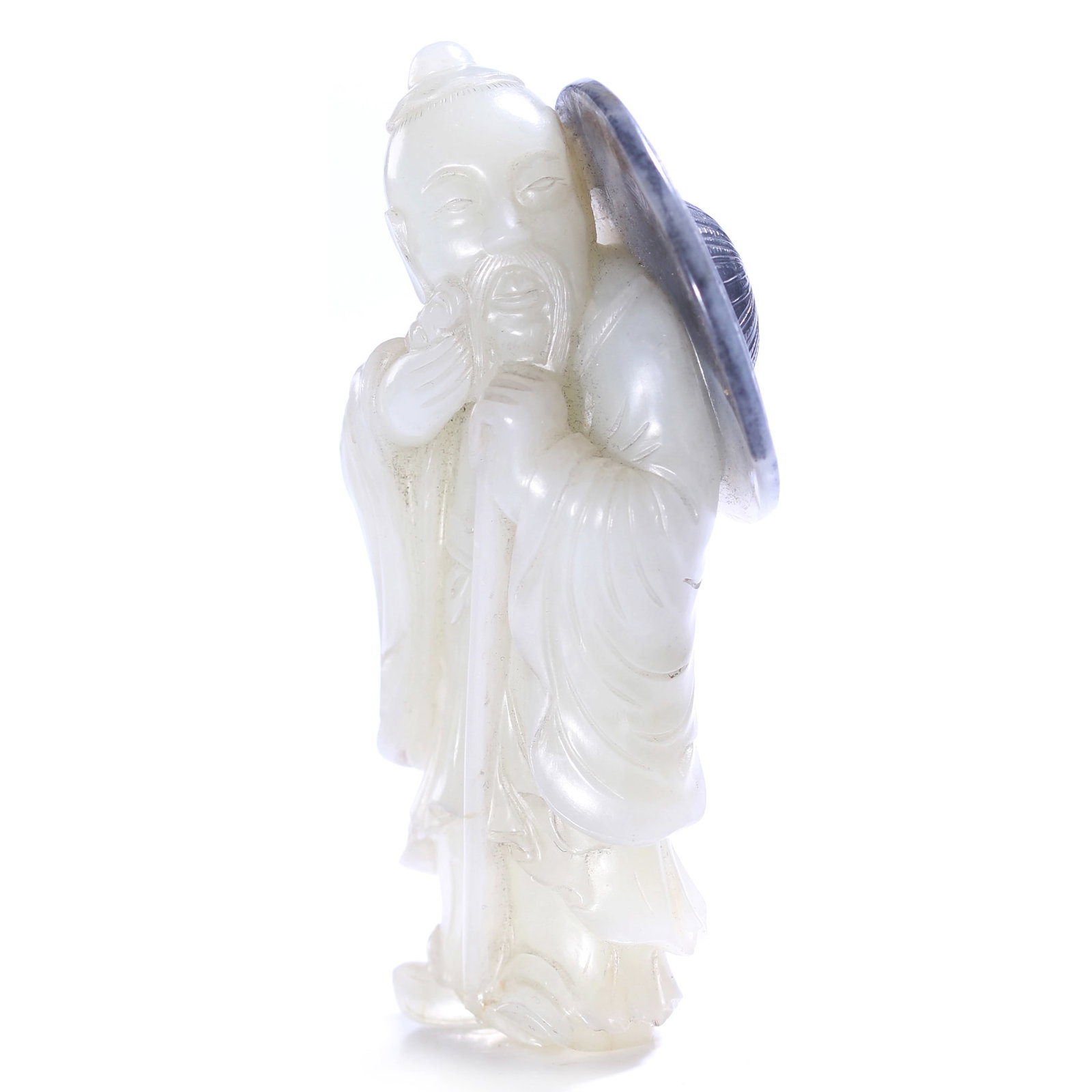 Chinese Qinghua Jade Carved Old Man Statue (1 of 8)