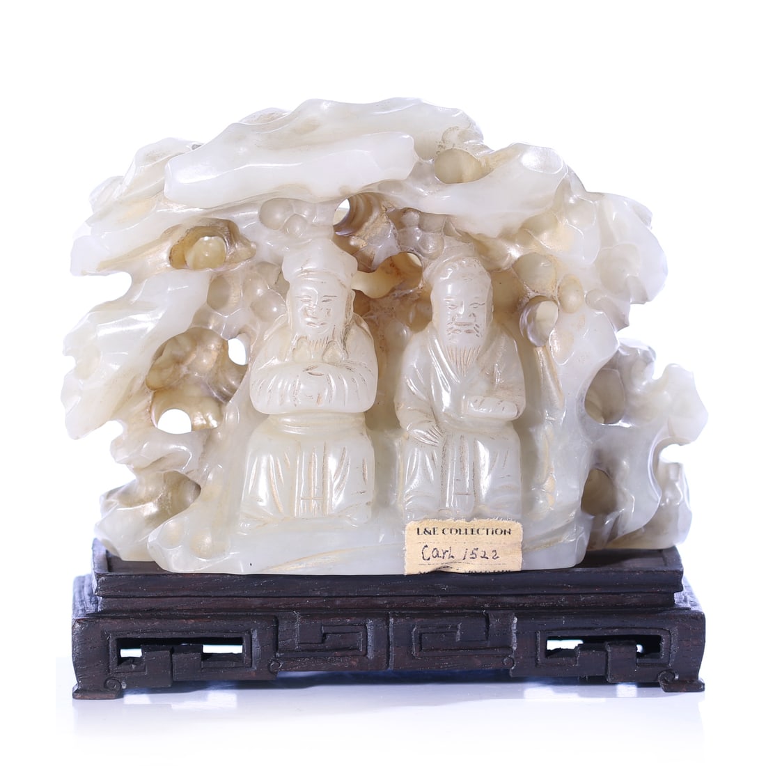 Chinese White Jade Carved Old Men Statue (1 of 9)