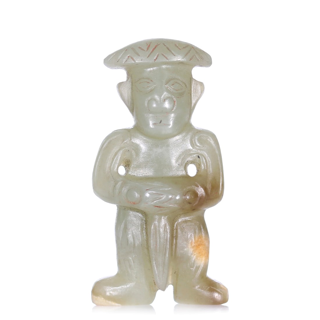 A Chinese Jade Carved Samurai Figure Statue: 49 x 25 mm