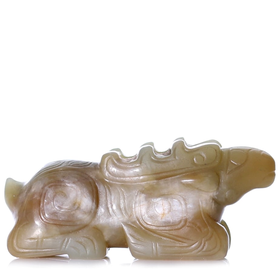 A Chinese Jade Carved Mythical Beast Statue: 65 x 23 x 28 mm