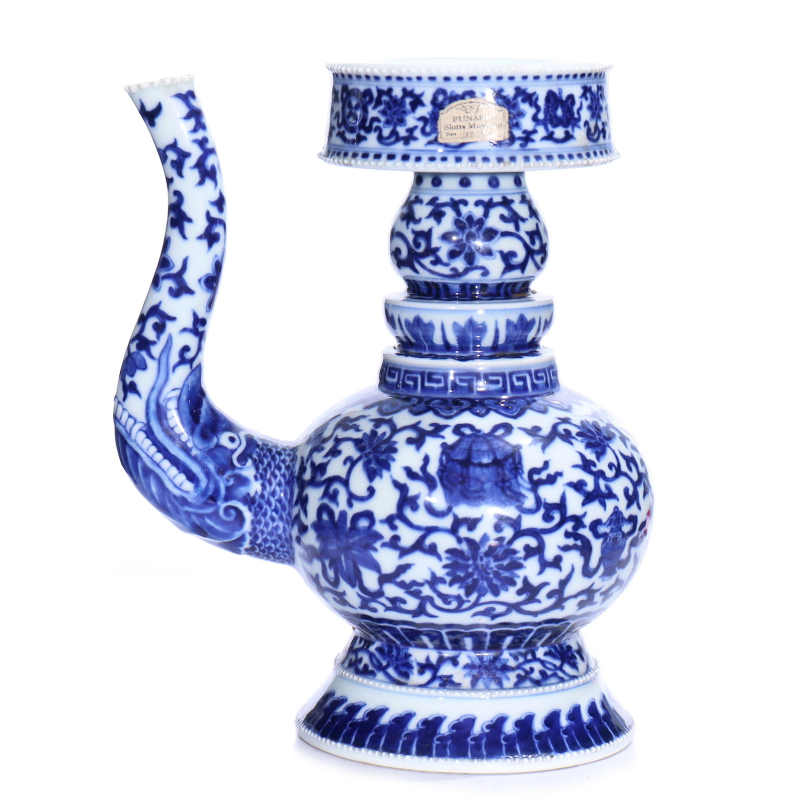 A Chinese Blue And White Glazed Porcelain Wine Pot: H 18.5 cm L 15 cm