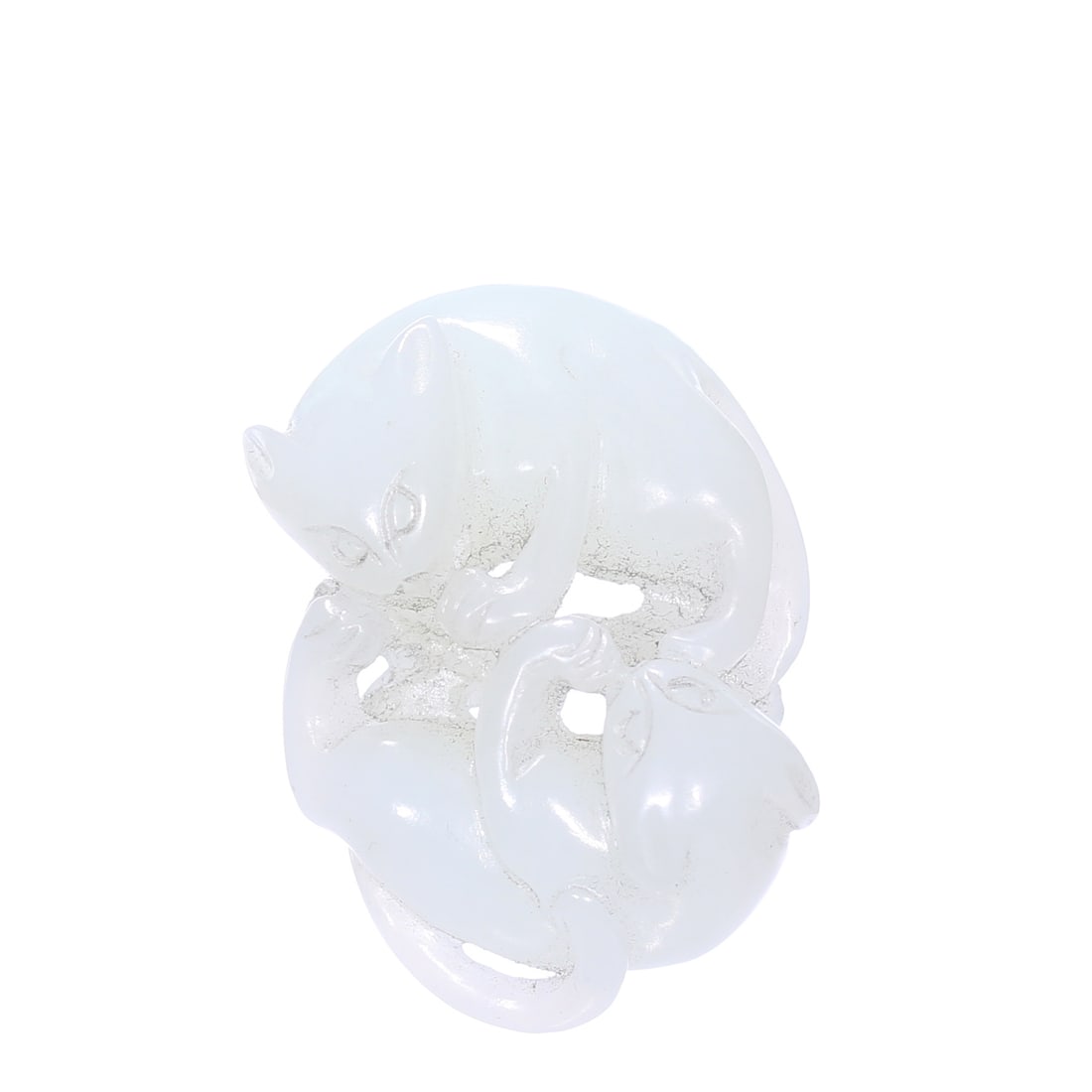 A Chinese White Jade Carved Pendant: 39 x 30 mm