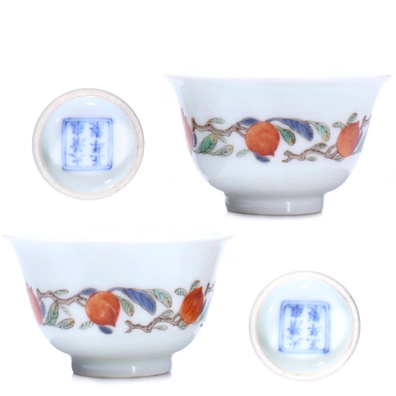A Chinese Blue And White Glazed Porcelain Steam Cup With Stand: H 3 cm, D 5 cm