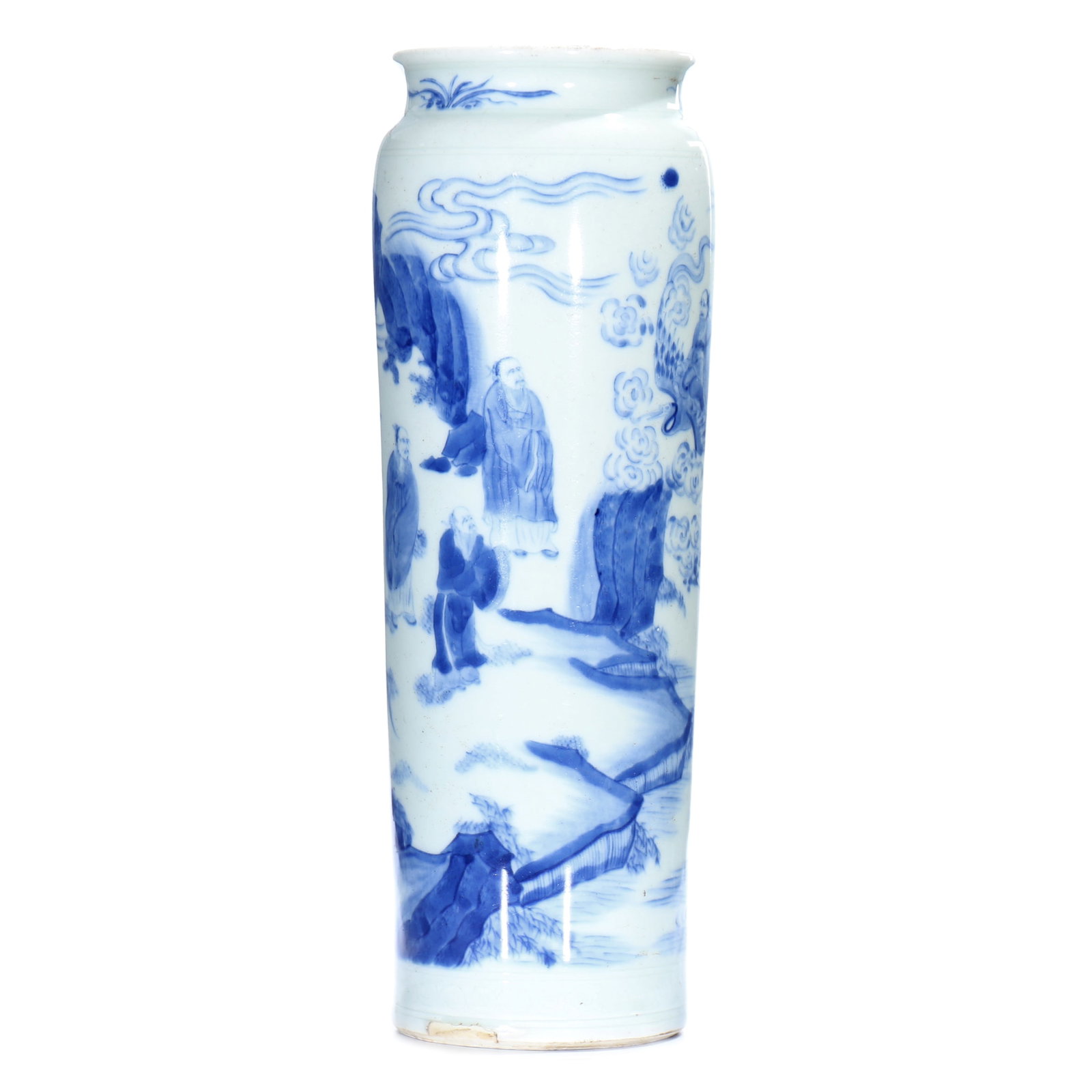 A Chinese Blue And White Glazed Porcelain Vase: H 26.5 cm