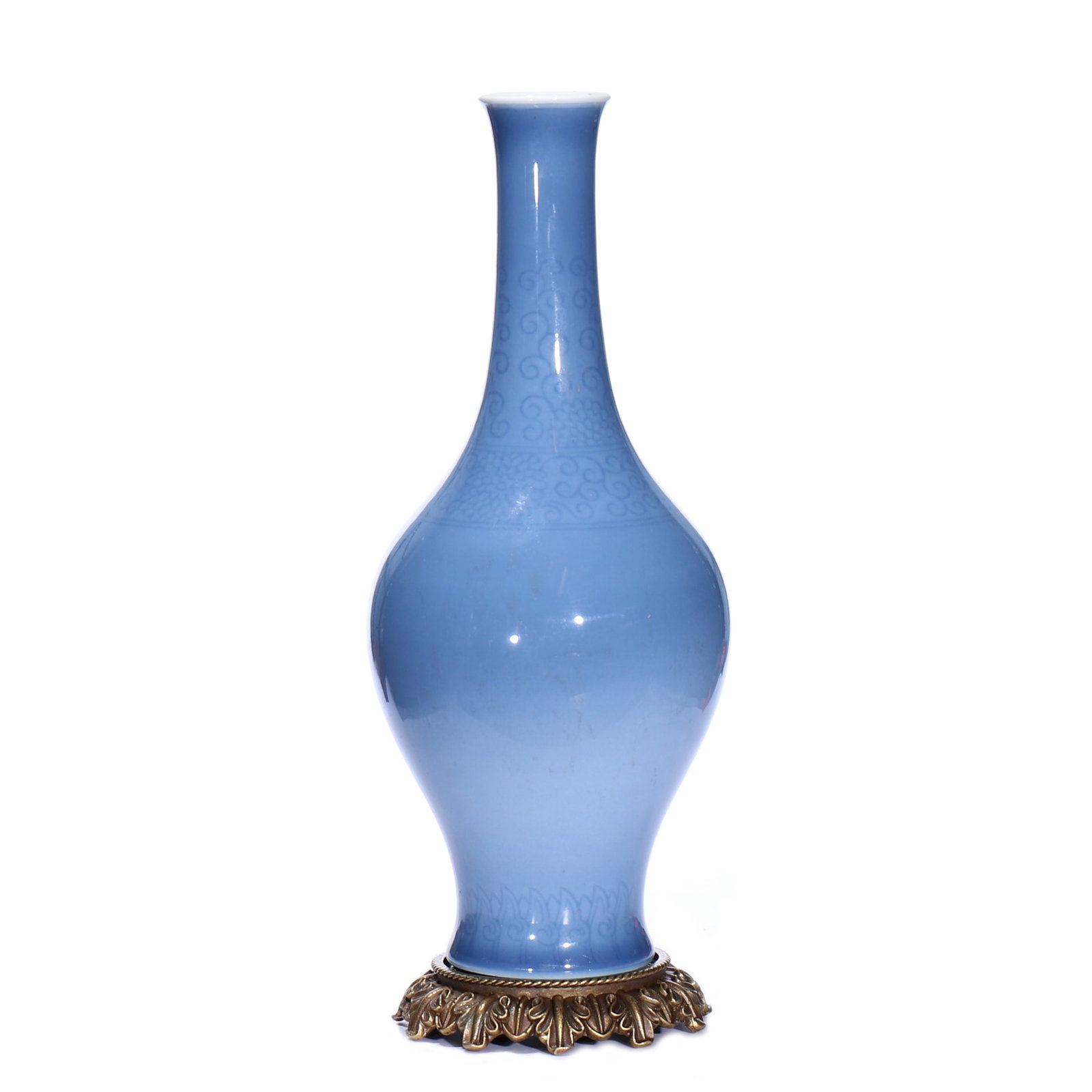 A Chinese Blue Glazed Porcelain Vase With Stand (1 of 9)