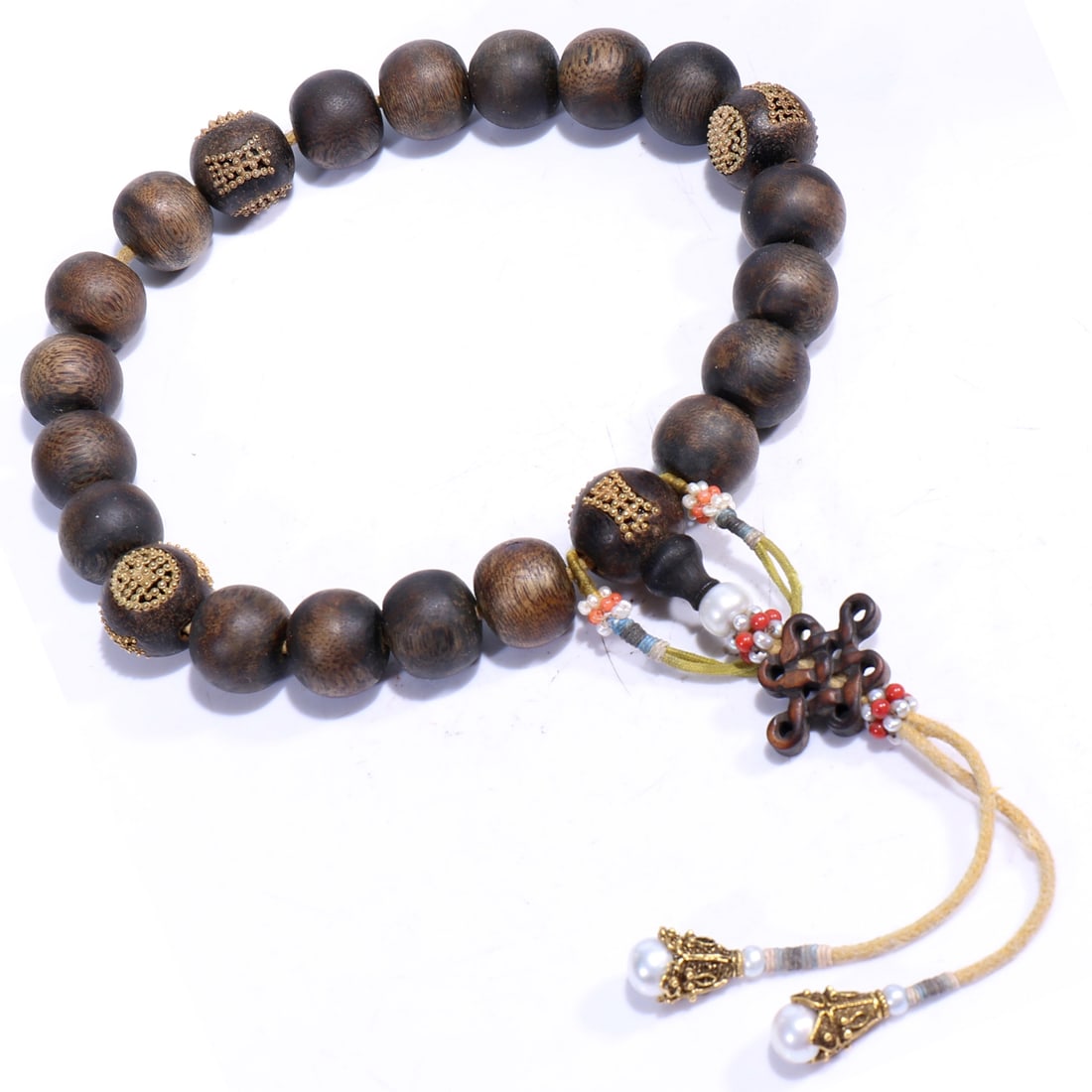 Sino-Tibet Wood Eighteen-Seed Bracelet: Bead diameter ca.15 mm.