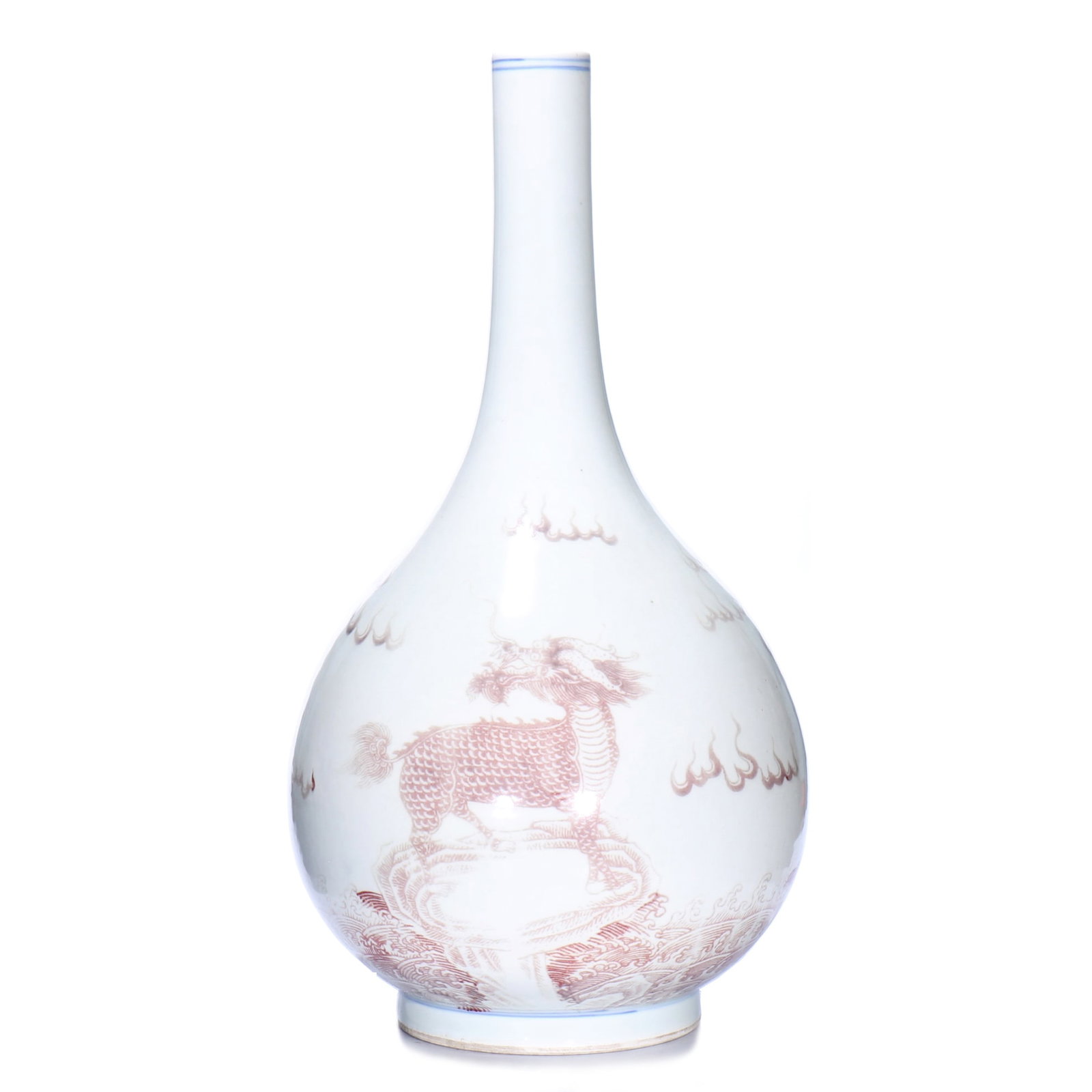 A Chinese Copper Red Glazed Porcelain Vase: H 36 cm