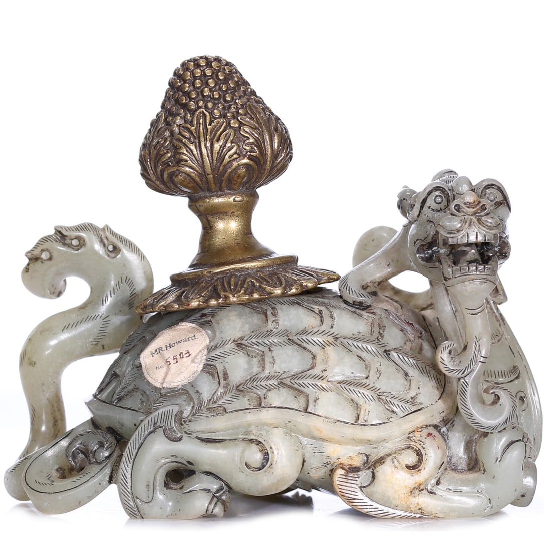 A Chinese Jade Carved Mythical Beast Figure: 11 x 6 x 8.5 cm