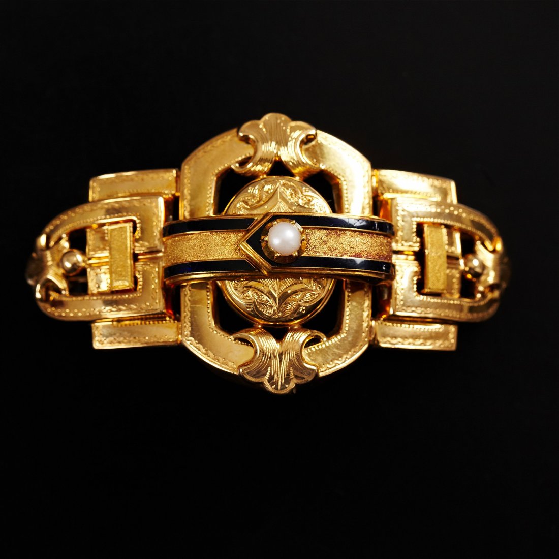 A Vintage Enameled 18K Brooch, 1800s (1 of 2)