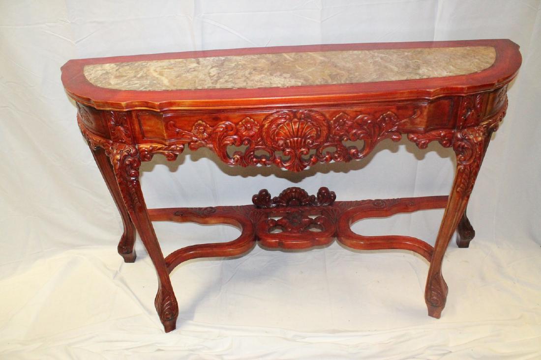 Oriental Elm wood Marble top hall/sofa table (1 of 8)