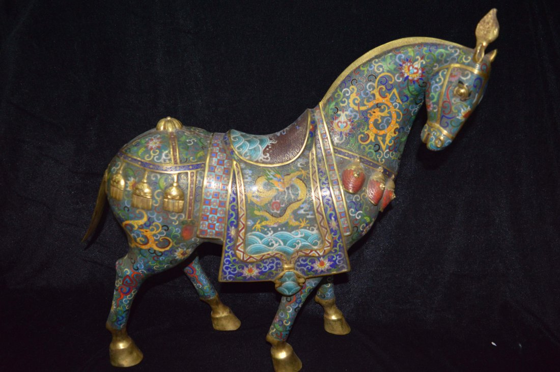 Marked, China Cloisonne Horse (1 of 8)