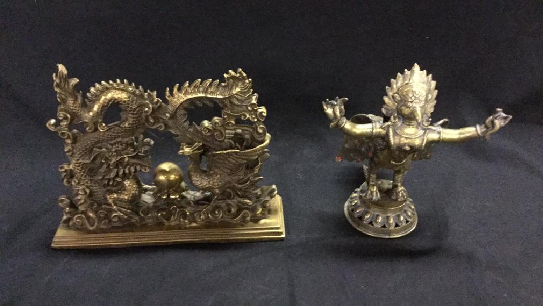 Brass dragon and chicken doorstop & mythical (1 of 6)