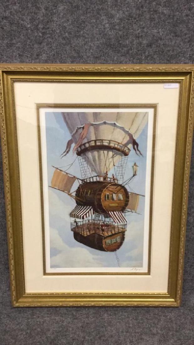 Signed print of hot air balloon by H. Bepy 214/395 (1 of 4)