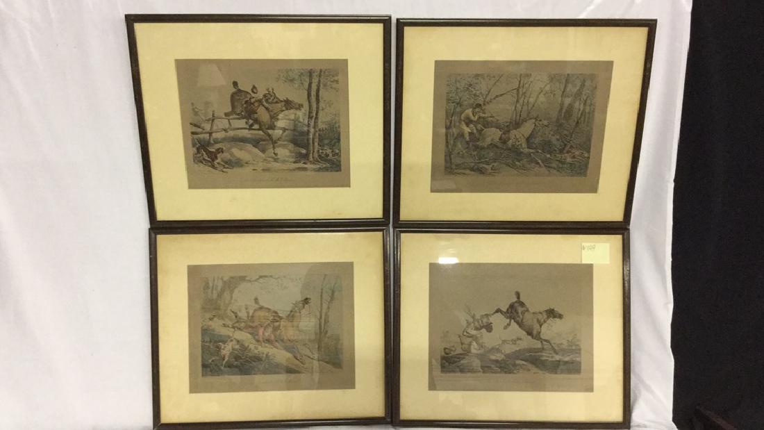Four framed hunt scene engravings (1 of 5)
