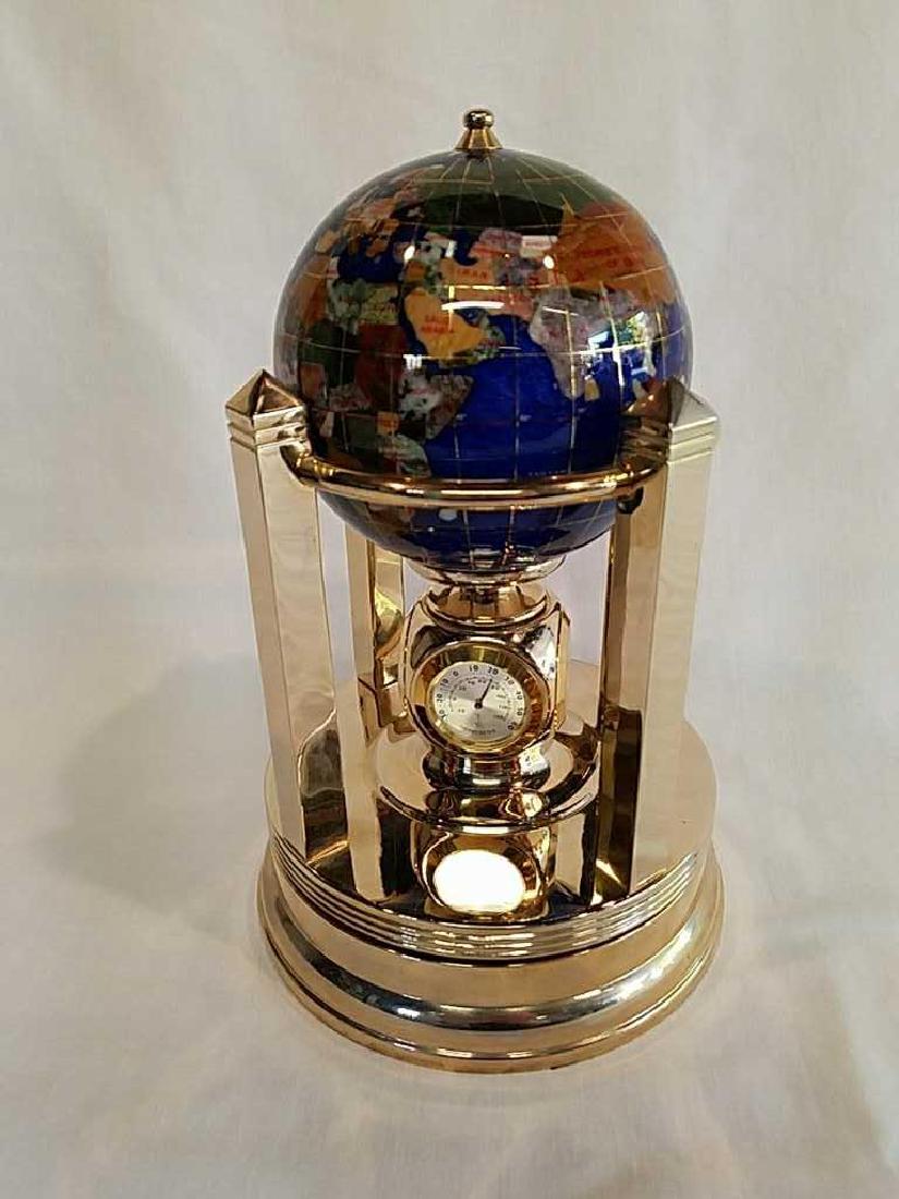 Caribbean Blue Gemstone Globe Rotating Gold Base (1 of 2)