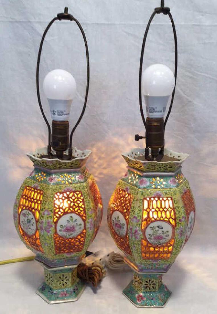 "LOWERED $" Chinese Famille Rose Porcelain Lamps (1 of 7)