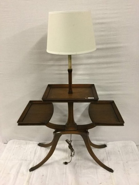 Three teared Duncan phyfe Side table with lamp (1 of 2)