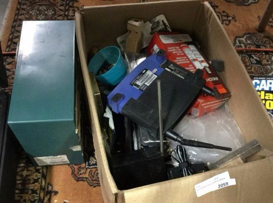 Box of electrionics and hardware (1 of 1)
