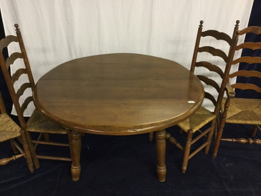 Round wooden table with four chairs (1 of 2)