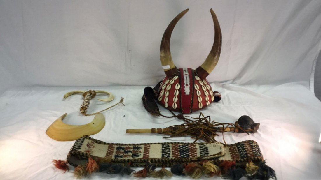 African head dress with pipe and misc. (1 of 5)