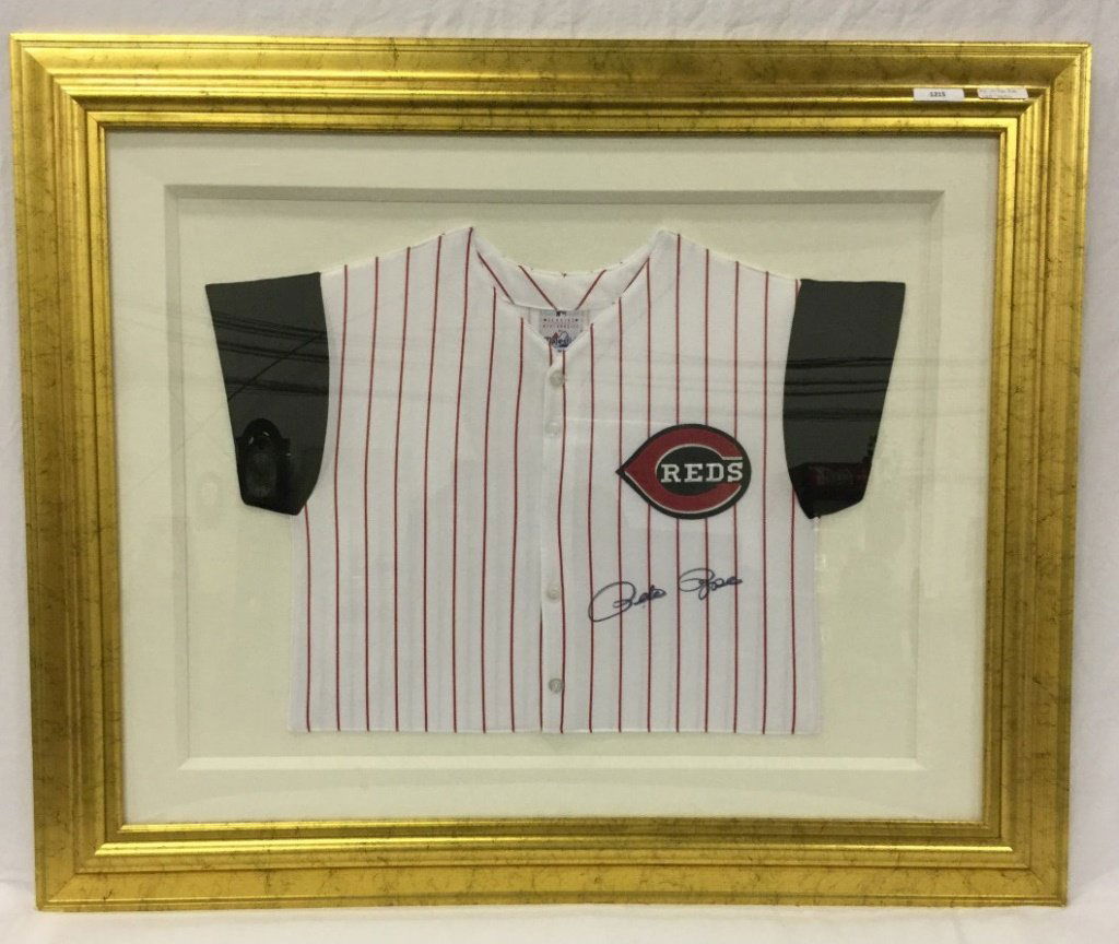Signed framed Pete Rose jersey: Signed Pete Rose collector's jersey