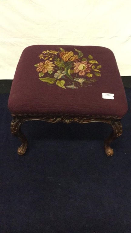 Needlepoint footstool: Needlepoint footstool 15"x19"x19"