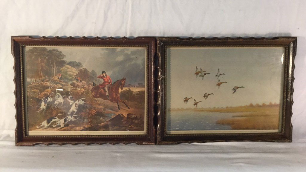 Two framed prints of hunting and ducks (1 of 3)