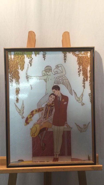 Print of couple bye George Barbier: Print of couple bye George Barbier. 25"x19"