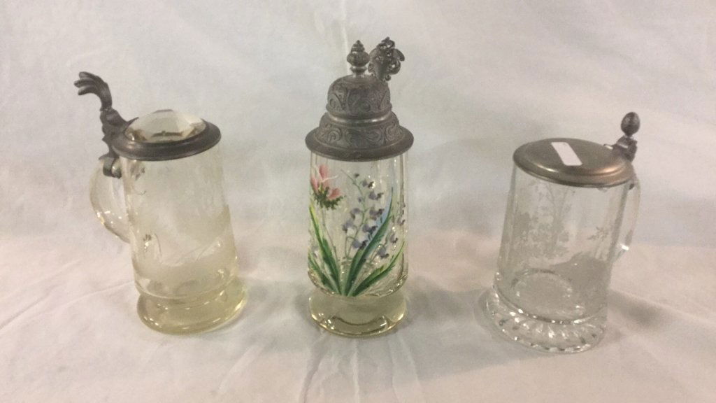 Three Crystal and pewter Steins (1 of 6)