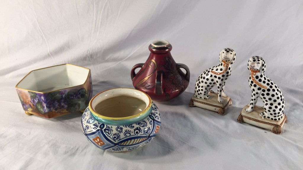 Lot of Assorted Vases and Dog Bookends (1 of 10)