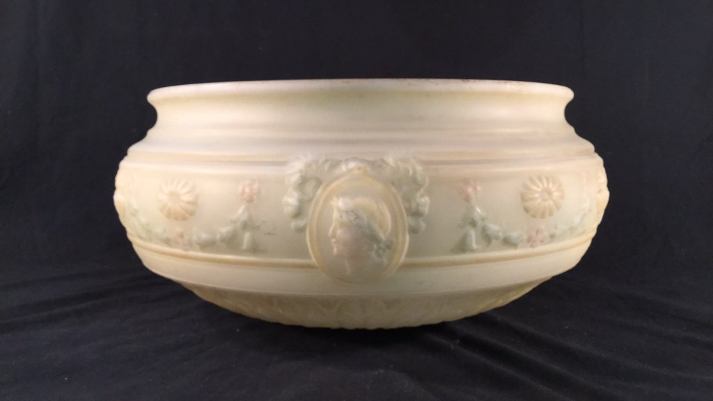 Victorian Style Ceiling Glass Shade: Victoria Style Ceiling Glass Shade Appx. 16.5" at its widest. Ceiling lip appx. 14" wide