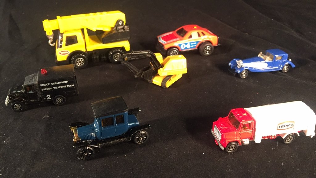 Lot of Tonka + Tomika Toy Cars and Trucks: Lot of Tonka + Tomika Toy Cars and Trucks. Good to excellent condition. Parts may be missing.