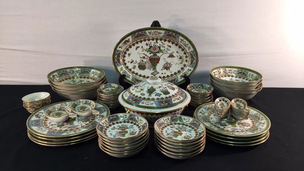 Large lot of Chinese Colored Dishes: Large lot of Chinese Colored Dishes. Appx. 60 pcs. Platter appx 14"x10". Covered dish appx 10" diameter.