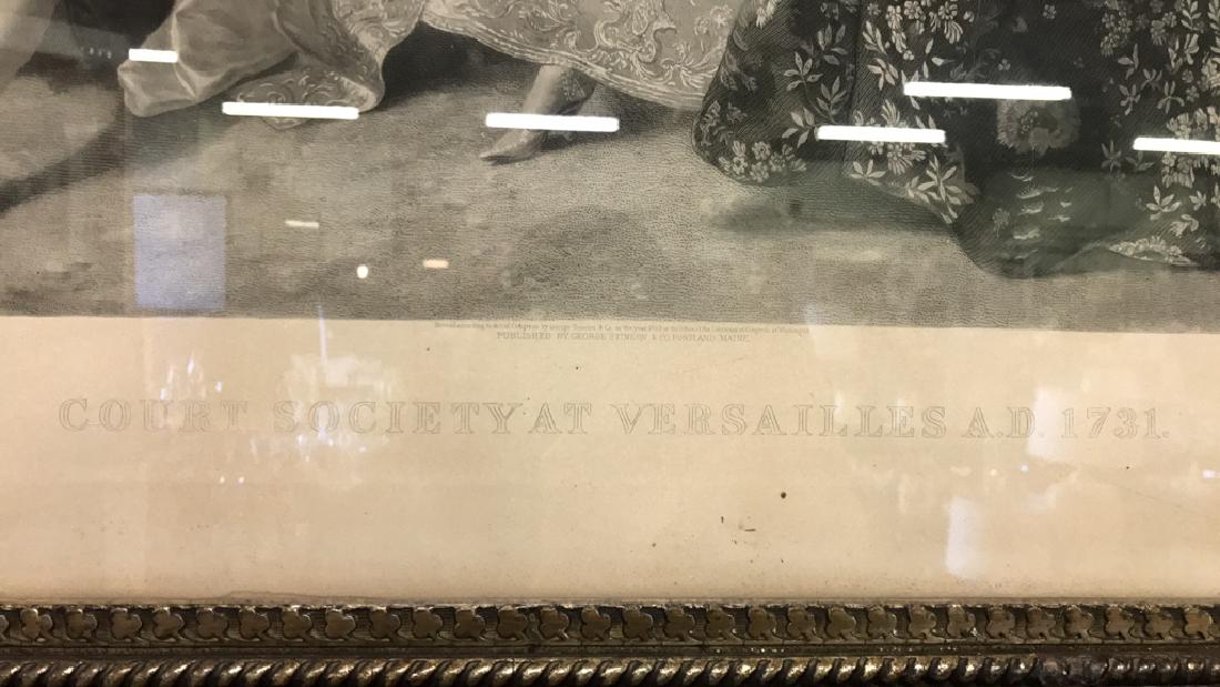 court society at Versailles A.D. 1731: Engraving of "court society at Versailles A.D. 1731" by older Mann frame is 38"x42.5