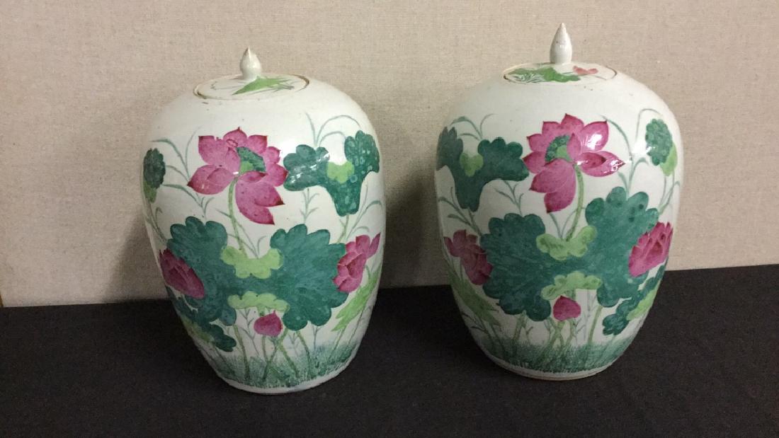 Two painted Asian earthenware jars (1 of 7)