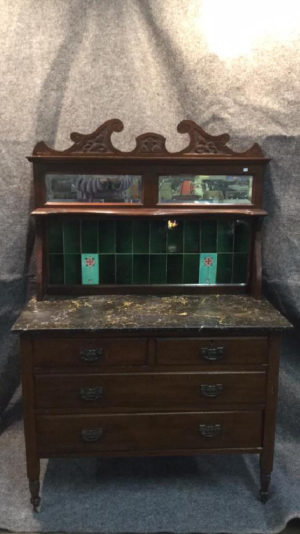 Antique English marble top hutch (1 of 4)