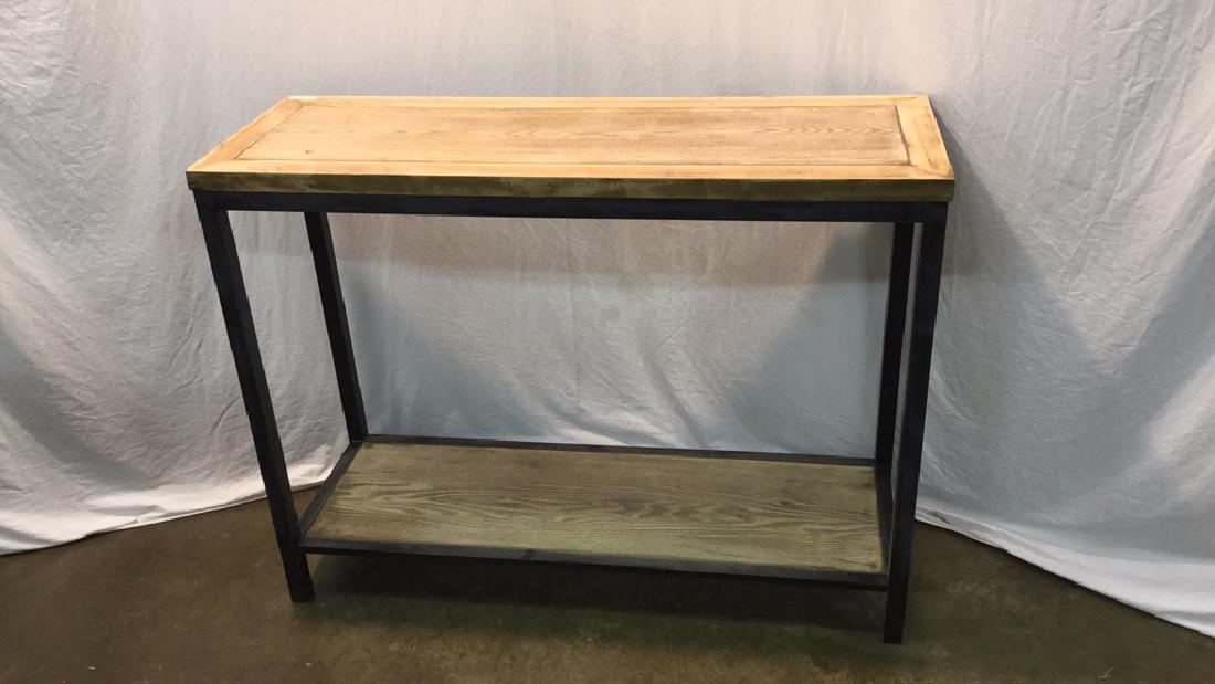 Modern style metal and pine washed entry table (1 of 2)