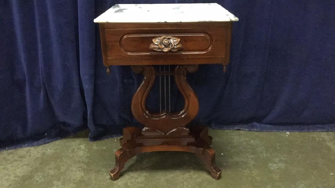 Victorian Marble Lyre End Table (1 of 4)