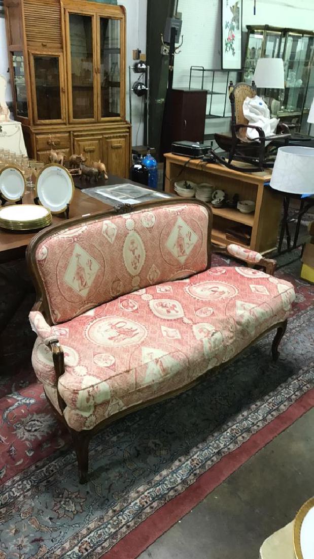 Red upholstered Victorian settee (1 of 2)