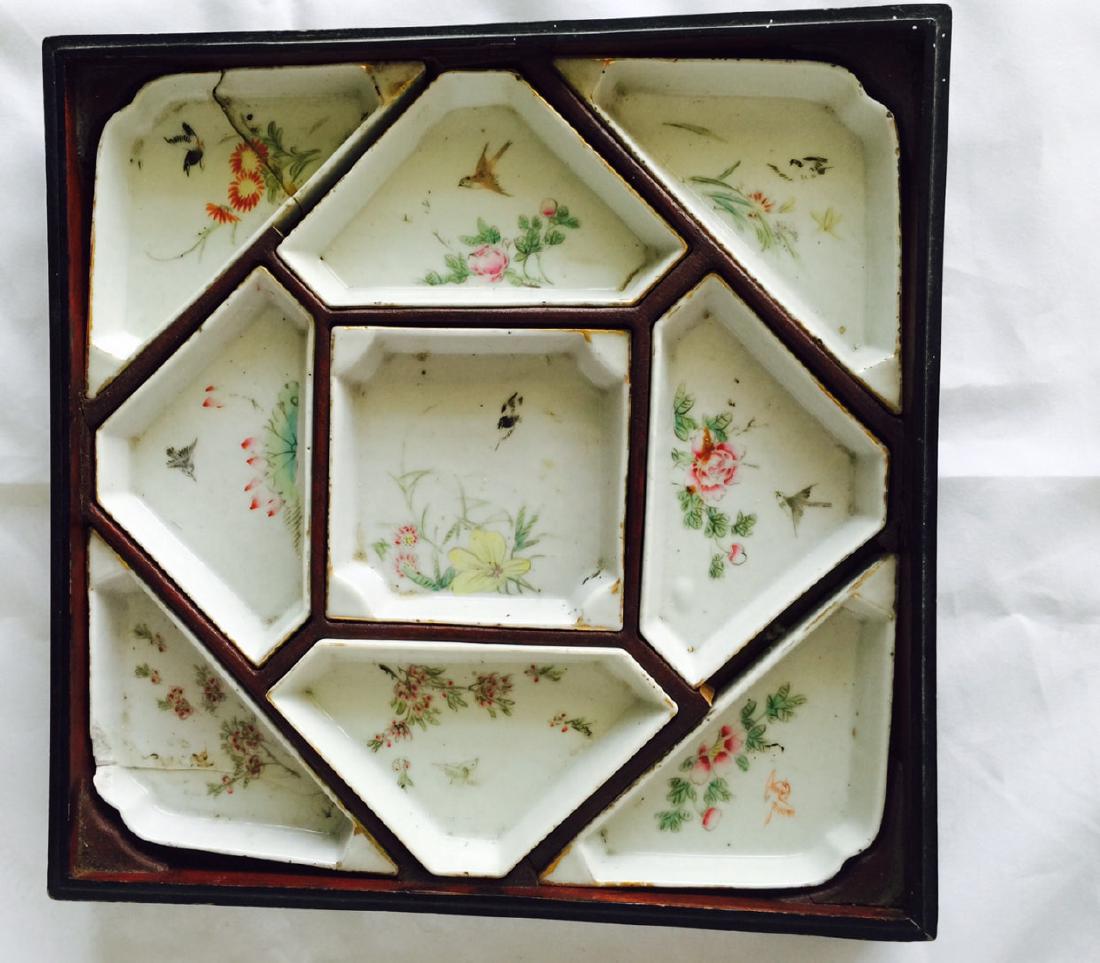 Chinese antique famille rose porcelain meet tray (1 of 8)