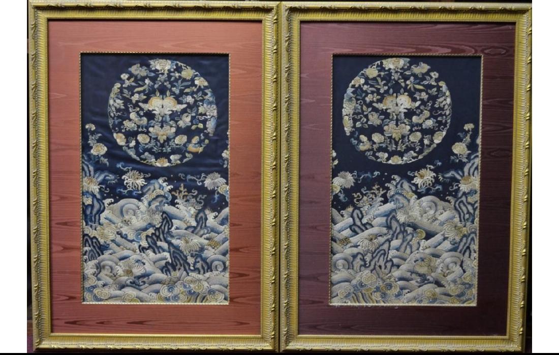 Pair of chinese embroideries in frames (1 of 6)