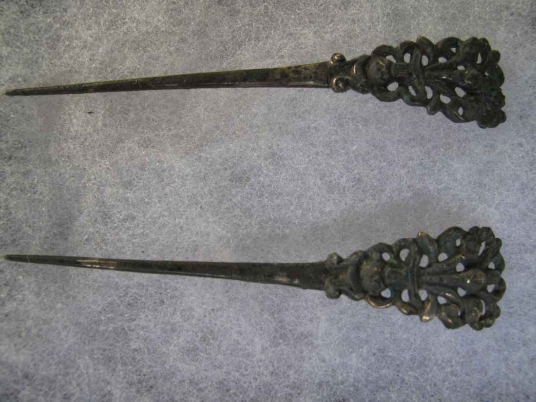 ANCIENT CHINESE HAIR PINS HAN DYNASTY SILVER TESTED (1 of 8)