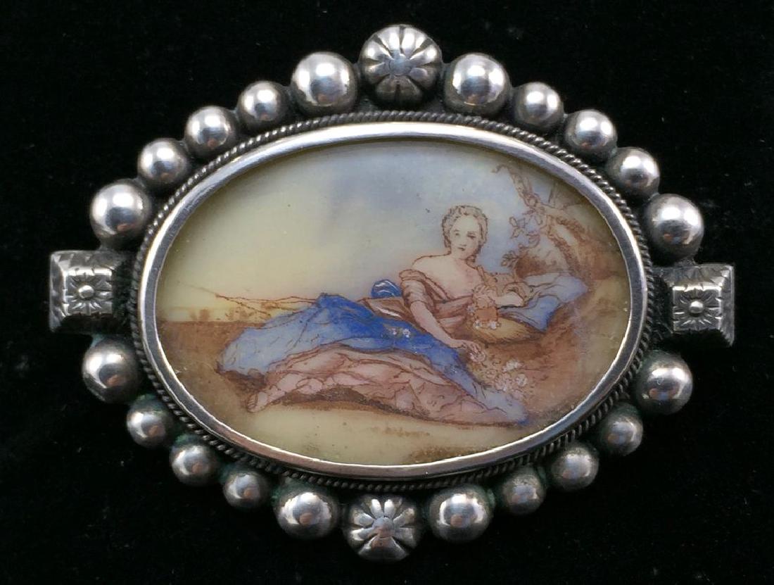 Vintage Sterling Hand-Painted Female Figure Brooch-Pin (1 of 6)