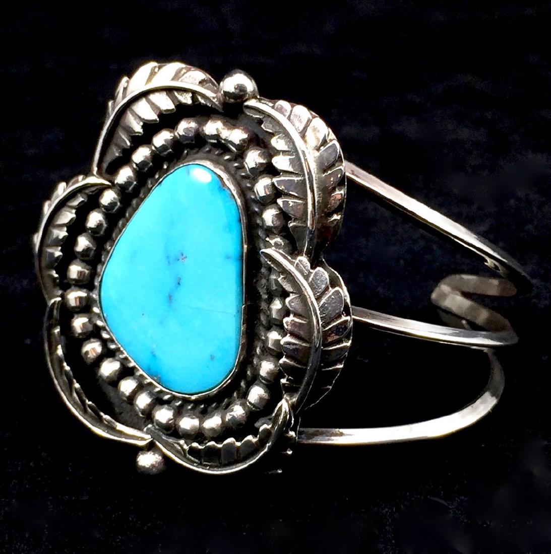 Native American Sterling Silver Turquoise Cuff Bracelet (1 of 5)