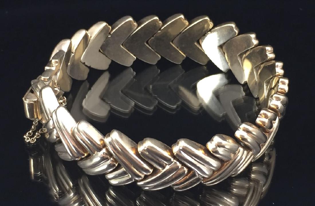 14k Herringbone Style Solid Gold Bracelet (1 of 12)