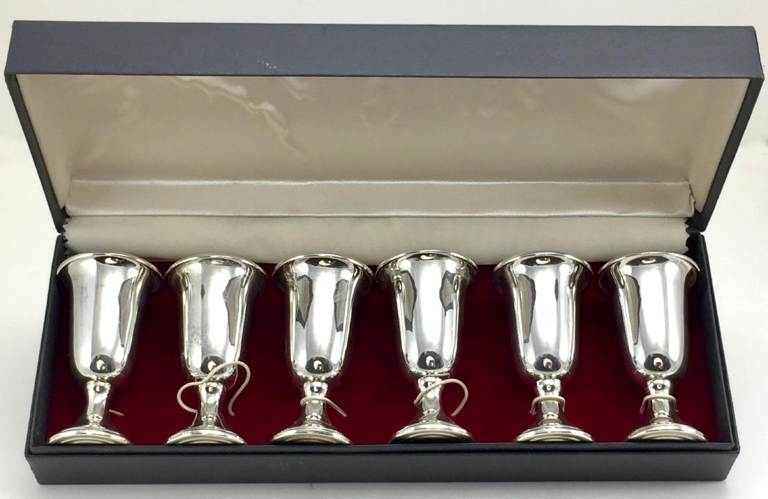 Set of 6 Crown Sterling Silver Cordial Goblets (1 of 3)