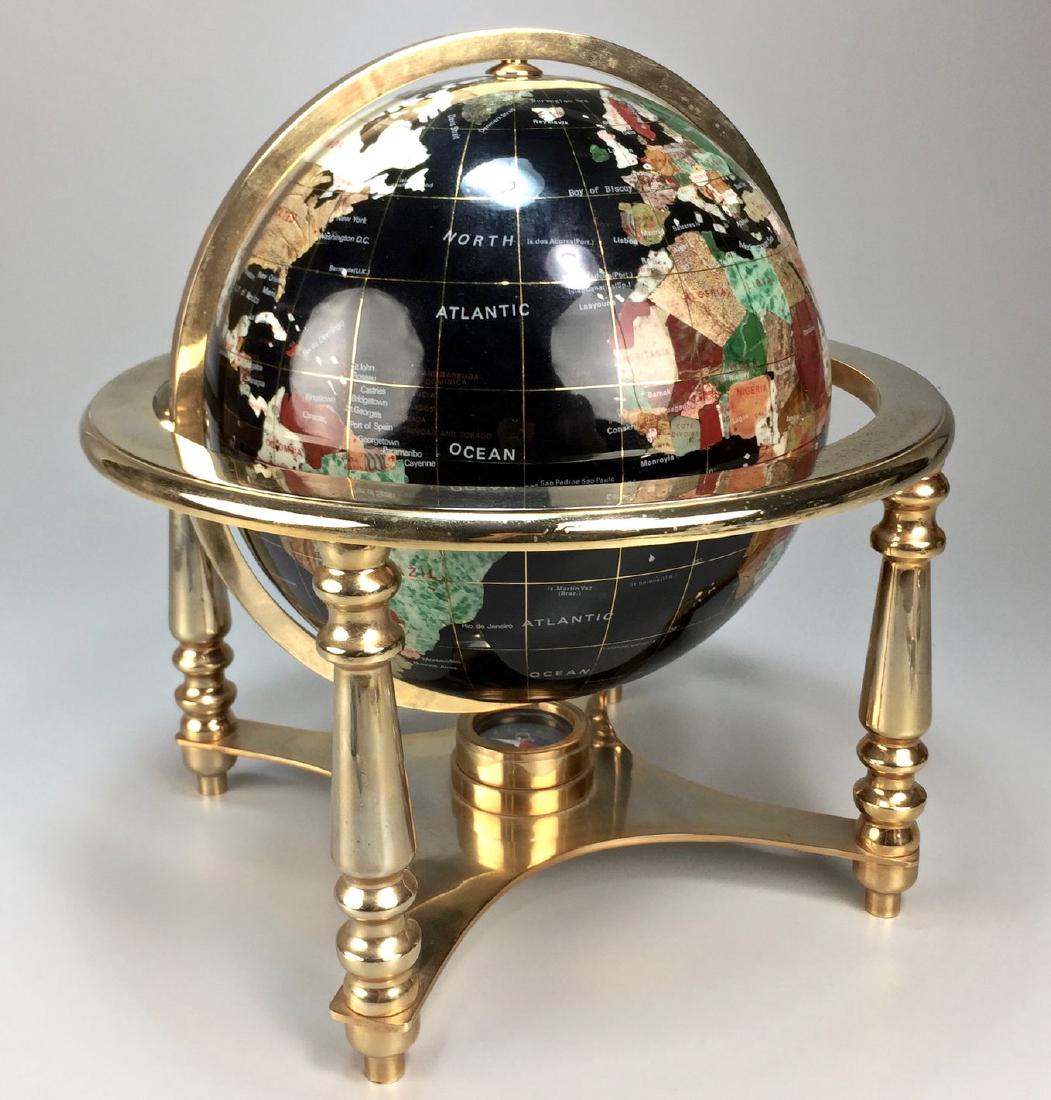 Tabletop Gemstone Globe with Brass Stand (1 of 5)