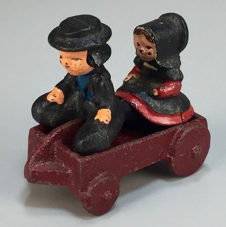 Vintage Cast Iron Pair of Amish Children and a Wagon (1 of 6)